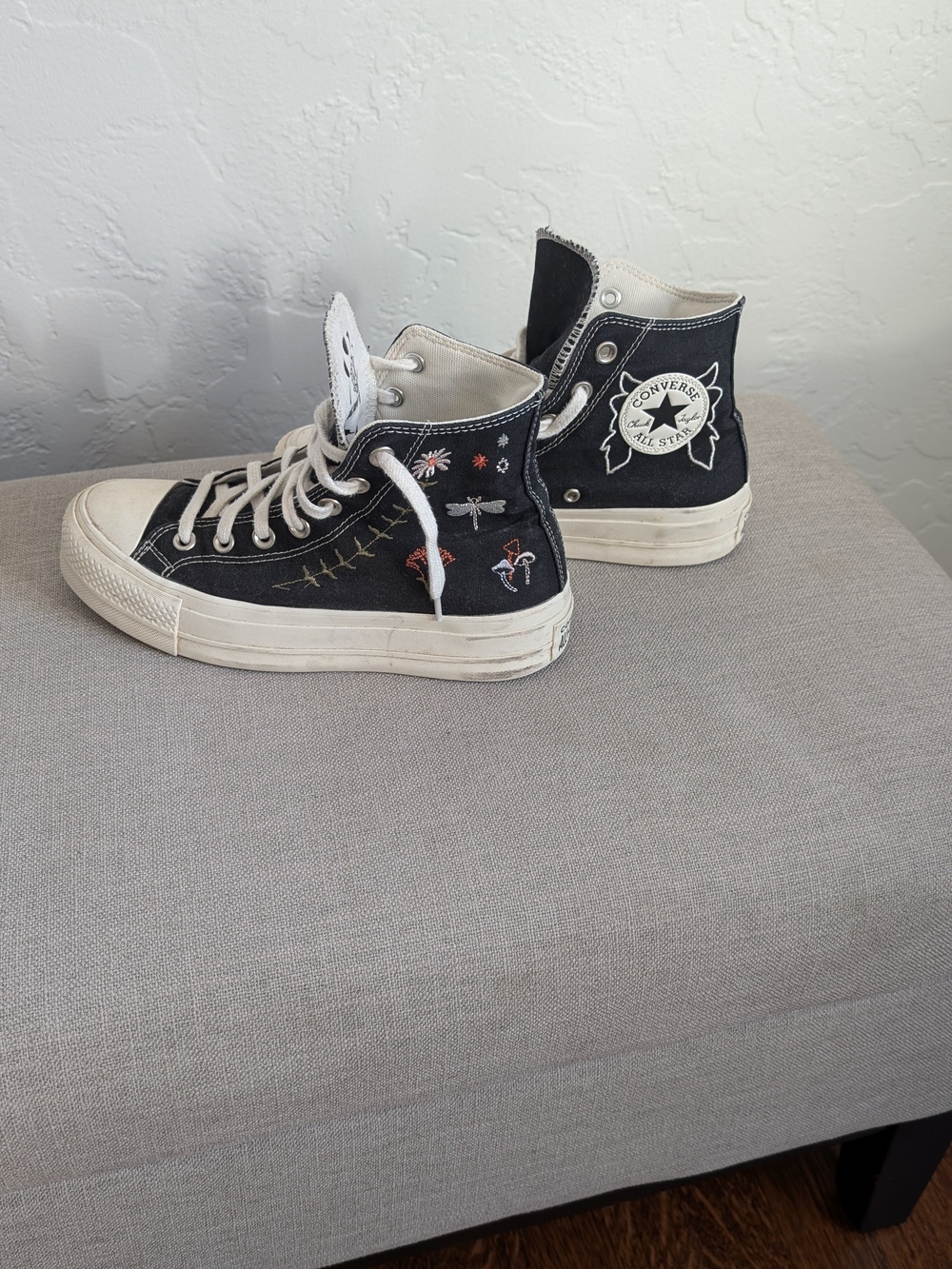 Converse Chuck Taylor All Star High Top Sneakers - Black with Embroidered Detail